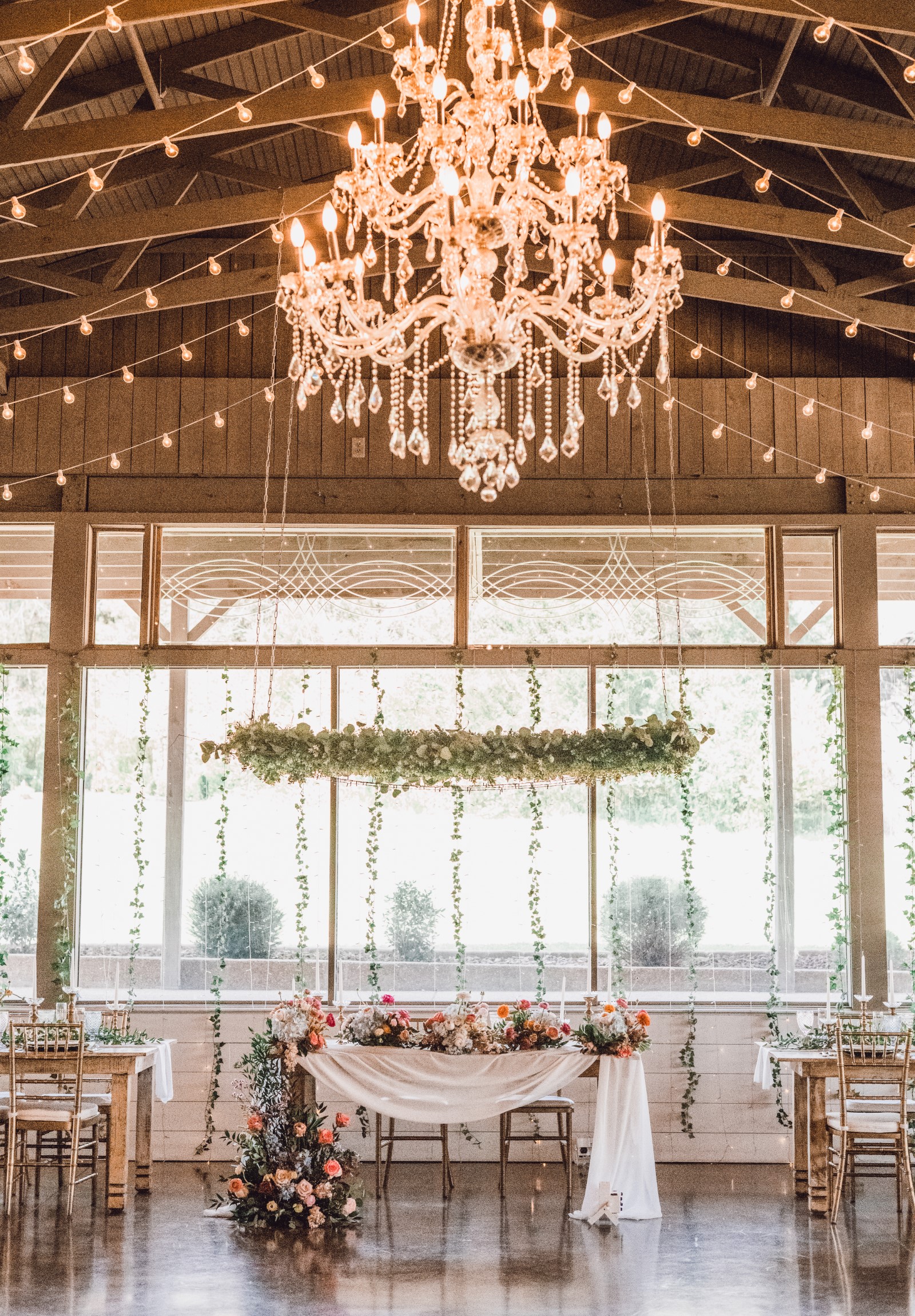vines and flowers decorating an arch